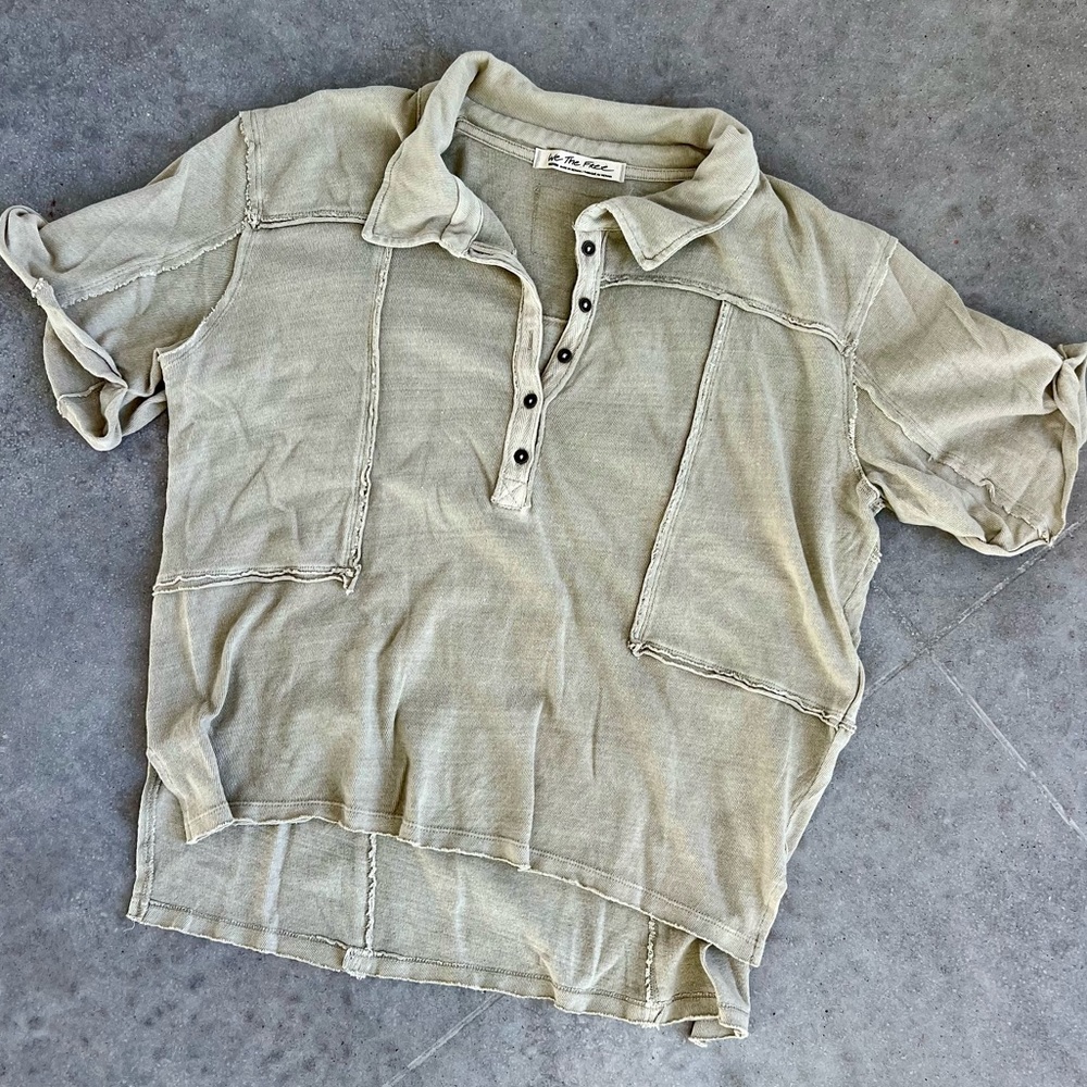 Free People We The Free Drapey Cotton Short Sleeve Pull Over Top Cotton Medium